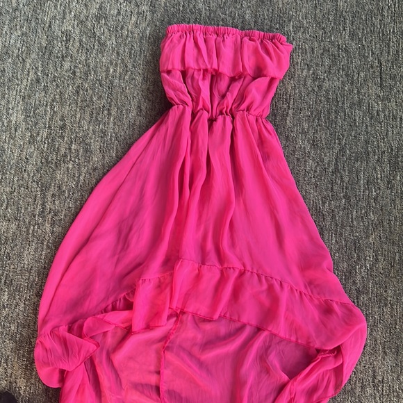 Pink Flowy High-Low Dress - Picture 3 of 6